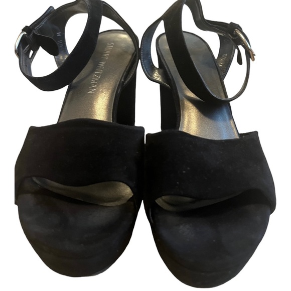 Stuart Weitzman platform shoes black suede size 8.5 used! - Picture 2 of 11